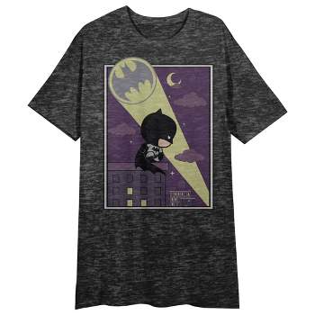 Batman Batsy with Bat Signal Women's Black Short Sleeve Crew Neck Sleep Shirt