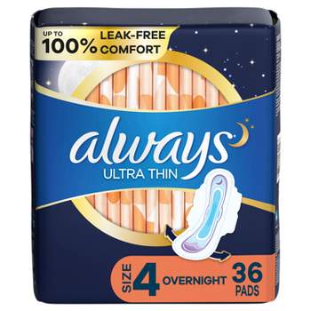 Always Ultra Thin Overnight Pads with Wings - Unscented - Size 4  - 36ct