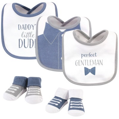 Hudson Baby Infant Boy Cotton Bib and Sock Set 5pk, Daddys Little Dude, One Size