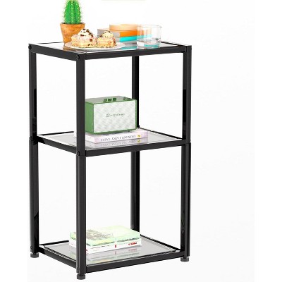 Simple Trending 3-Tier Side Table, End Table with Tempered Glass