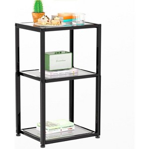 Simple Trending 3-Tier Side Table, End Table with Tempered Glass - 1 of 4