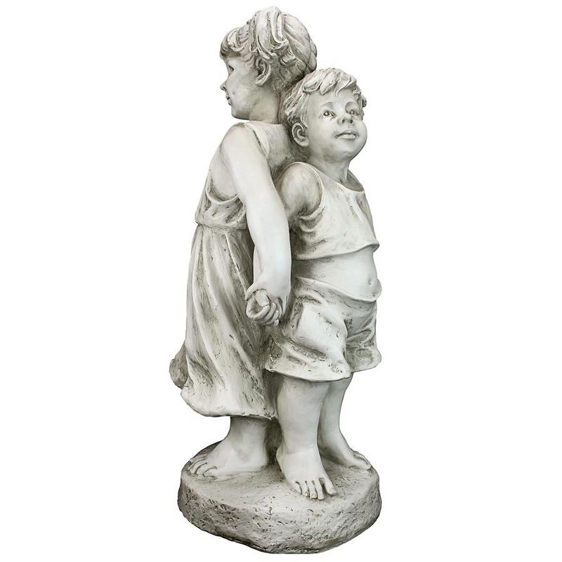 Design Toscano Back to Back Brother and Sister Garden Children Statue, 3 of 8