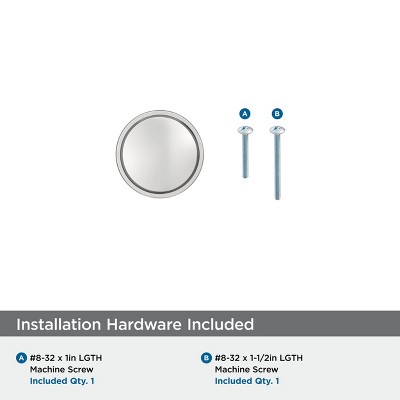 Polished Chrome Round Cabinet Knob with Mounting Hardware