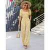 Whizmax Women's Summer Smocked Jumpsuits Casual Square Neck Short Sleeve High Waist Wide Leg Rompers with Pockets - 3 of 4