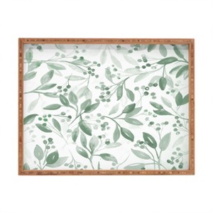 Laura Trevey Berries and Leaves Mint Rectangular Tray -Deny Designs - 1 of 2