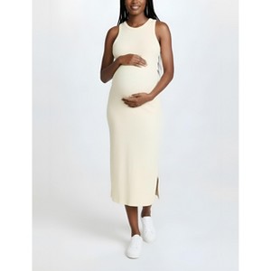 Women's Crew Neck Sleeveless Racerback Maternity Midi Dress | Motherhood Maternity - 1 of 3