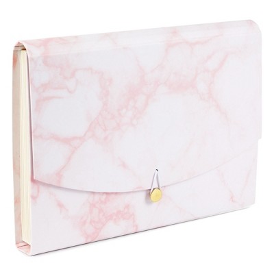 Paper Junkie Expandable Folder, Organizer and Holder with 13 Pockets for Documents, Pink Marble, 13 x 9.5 in