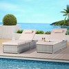 PAGED Outdoor Chaise Lounge Set of 2 Beach Rattan Recliners with Storage Tanning Lounges with Adjustable Backrest for Garden - 4 of 4