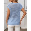 Womens Lightweight Crochet Sweater Tops for Summer Semi Sheer Cap Sleeve Crew Neck Pullover Sweater Vest Hollow Out Sweater Summer Tops - 2 of 4