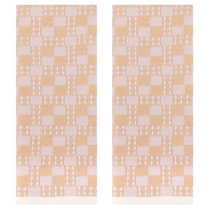 REGALWOVEN Bathroom Checked Pattern Absorbent Soft Waffle Decorative Hand Towels 13" x 28" 2 Pcs - 1 of 4