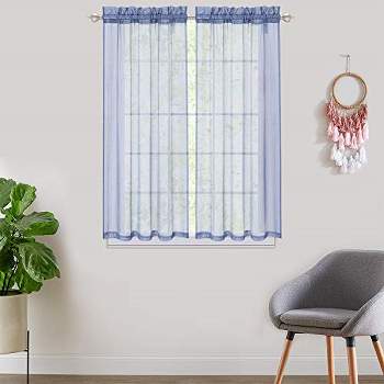 Whizmax Linen Textured Semi Sheer Rod Pocket Voile Curtain