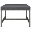 vidaXL Sectional Footrest in Gray Poly Rattan - Patio Footstool with Cushion - Multipurpose Garden Ottoman Serving as Lounge Set - 2 of 4