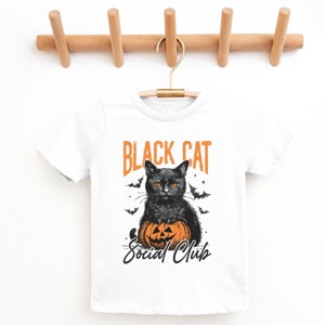 Black Cat Social Club Pumpkin - Youth Short Sleeve Graphic T-Shirt and Toddler Short Sleeve Graphic T-Shirt - 1 of 4