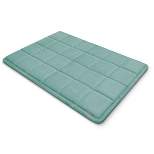 Softlux Embroidered Squares Bath Mat with GripTex Skid Resistant Base Runner Bath Mat - Microdry