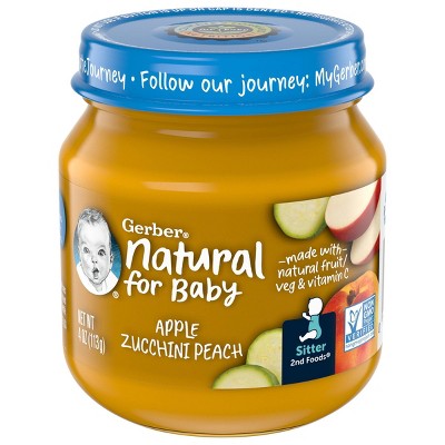 Gerber 2nd Food Natural Glass Apple Zucchini Peach Baby Meals - 4oz