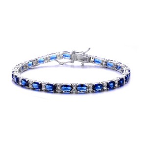 Guili Sterling Silver Tennis Bracelet with Vibrant CZ in Green, Blue, Red, or Pink—Elegant, Sophisticated, and Timelessly Glamorous. - 1 of 3