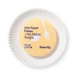 Disposable 9" Paper Plates - Uncoated - 200ct - Smartly™