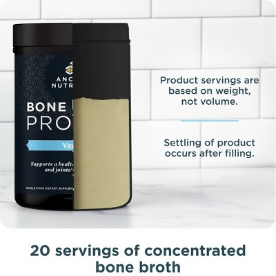 Ancient Nutrition Bone Broth Protein Powder - Vanilla - 17.4oz/20 Servings: Non-Dairy, 20g Protein Per Serving