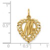 Black Bow Jewelry 14k Yellow Gold, Grace Collection, Satin Heart Initial M Pendant, 15mm - 4 of 4