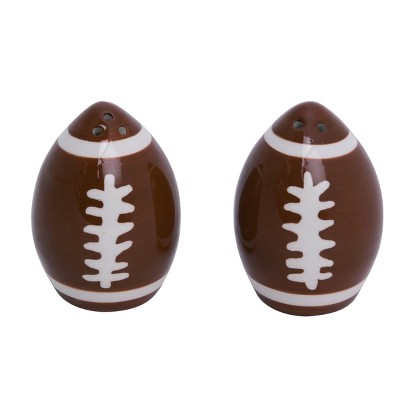 Transpac Dolomite Football Salt and Pepper Shaker Set of 2 Ceramic Shakers for Spring Tabletop Decor