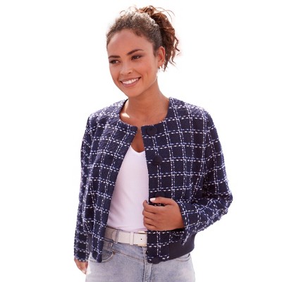Women's Round Neckline Tweed Jacket - LASCANA
