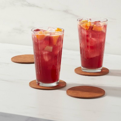 Faux Leather Coasters - Threshold™: Brown Polyethylene Cup & Table Drink Coasters, Traditional Style, 4x4 (missing 1)