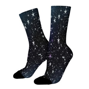 Blue Sky And Star Women Printed Crew Socks Funny Funky Socks Soft Polyester Novelty Gifts for Artists Men - 1 of 1
