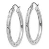 Black Bow Jewelry 3mm x 30mm 14k White Gold Textured Round Hoop Earrings - 2 of 4