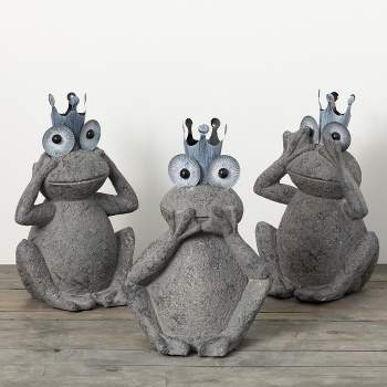 21"H Sullivans Sculptural Gray Textured Frogs Set of 3, Gray