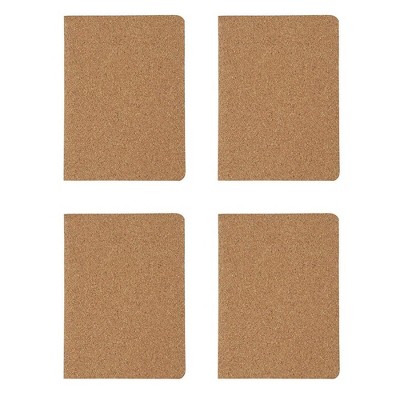 Paper Junkie 4-Pack Cork Cover Mini Pocket Travel Lined Notebooks Journal (5.9 x 4.25 in, 40 Sheets)