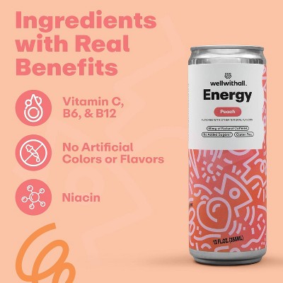 WellWithAll Energy Peach Energy Drink - 12 fl oz