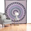 HomeRoots 92" X 84" Purple Black And White Mandala Cotton Hanging Tapestry - 2 of 4