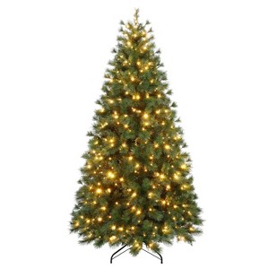 Puleo 6.5' Pre-Lit Artificial Vermont Pine Christmas Tree with 300 Dual Function LED Lights - 1 of 4