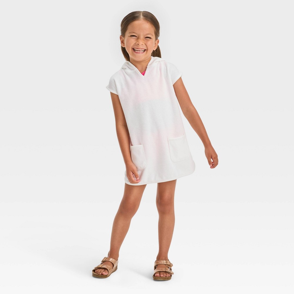 Photos - Swimwear Toddler Girls' Towel Terry Hooded Cover Up Dress - Cat & Jack™ White 5T: B