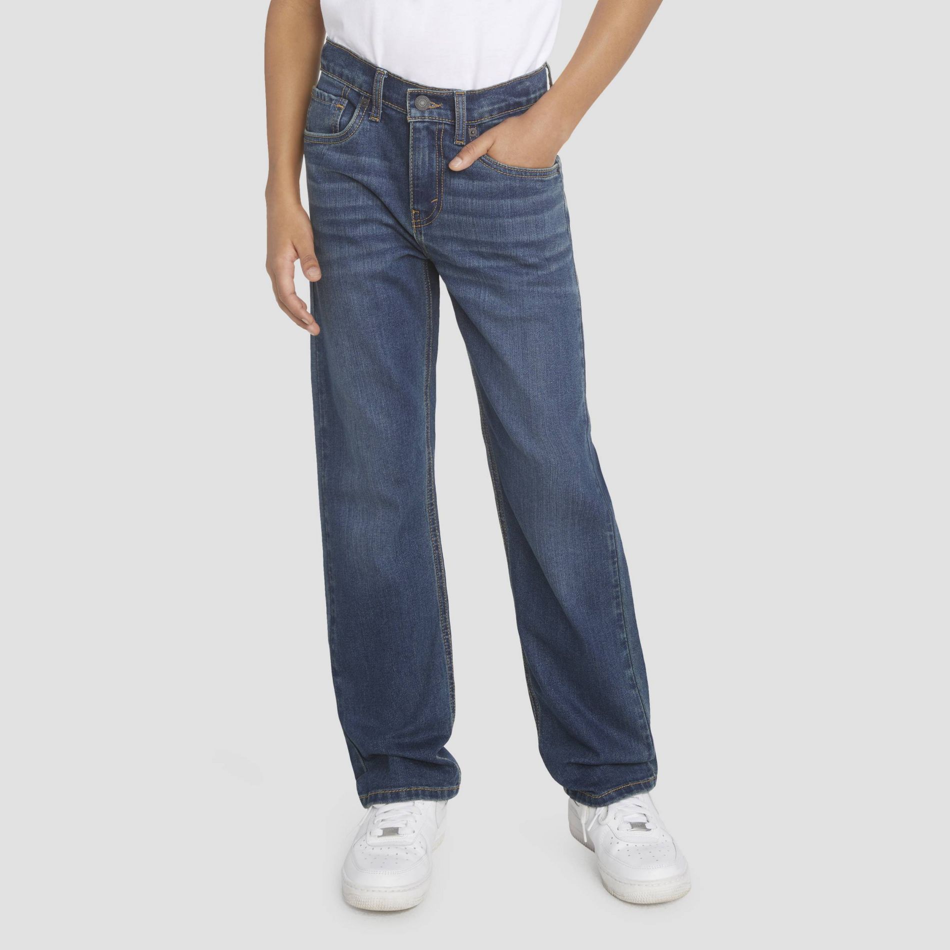 Levi's® Boys' 514 Straight Fit Performance Jeans - Medium Wash 6: Denim, Mid Rise, Stretch, 20.5" Inseam