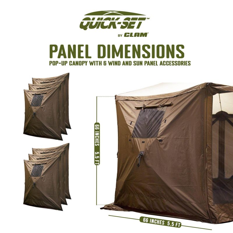 Clam Quick-Set Escape 11.5 x 11.5 Ft Portable Pop Up Camping Outdoor Gazebo Screen Tent Canopy Shelter & Carry Bag with 6 Wind & Sun Panels Accessory, 4 of 7