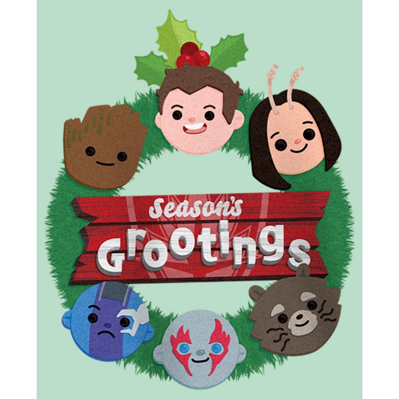Girl's Guardians of the Galaxy Holiday Special Season's Grootings Cute Characters T-Shirt, 2 of 5