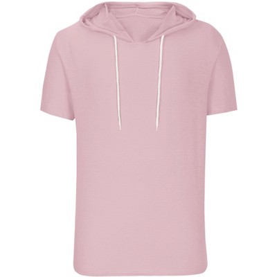 INSPIRE CHIC Men's Casual Short Sleeve Solid Color Drawstring Hooded T Shirts