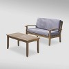 Peyton 2pc Acacia Wood Loveseat and Coffee Table Set: Weather-Resistant, Polyester Cushions - Christopher Knight Home - image 2 of 4