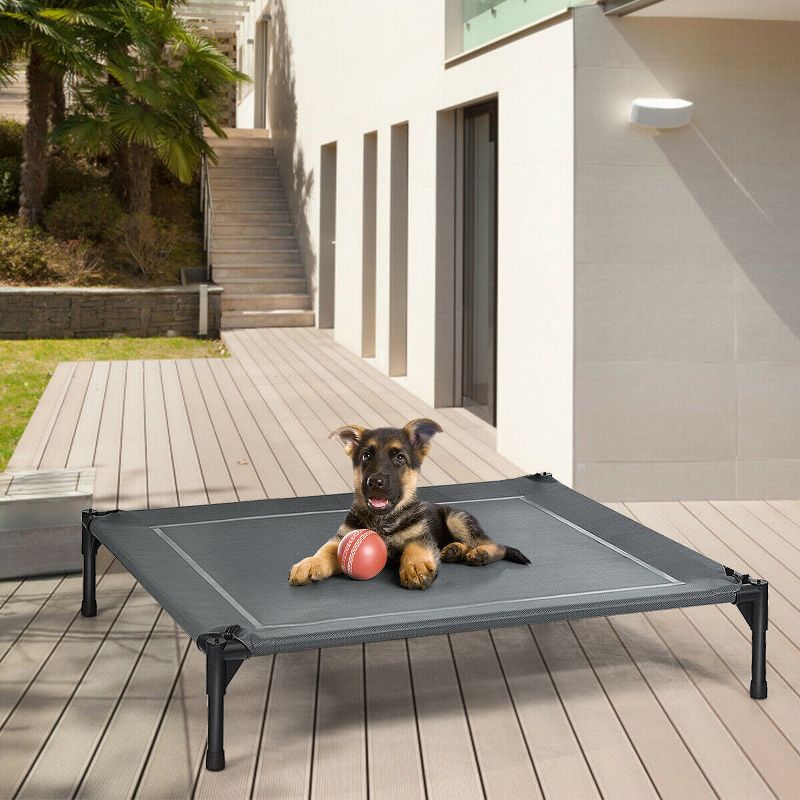 Costway 36'' Portable Elevated Dog Cot Outdoor Cooling Pet Bed w/ Removable Canopy Shade, 3 of 11