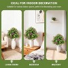 2Pcs 2Ft Artificial Trees, Artificial Boxwood Ball Topiary Trees with Flowers, Fake Outdoor Shrubs with Ground Spikes for Home Office Deco - 4 of 4
