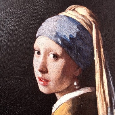 Ornate Gold Framed Girl with a Pearl Earring Canvas Print