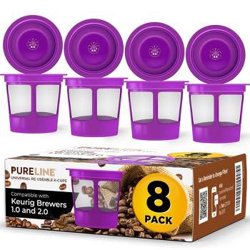 PureLine Reusable K Cups for Keurig, K CUP Coffee Filter Refillable Single K CUP for Keurig 2.0 1.0, BPA Free (8 Pack)