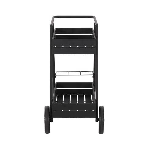 Rex Outdoor Metal Two Tier Bar Cart Matte Black - Christopher Knight Home - image 1 of 4