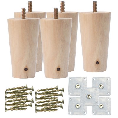 Unique Bargains Solid Round Wood Sofa Couch Chair Table Desk Closet Cabinet Replacement Legs Set of 5 3"