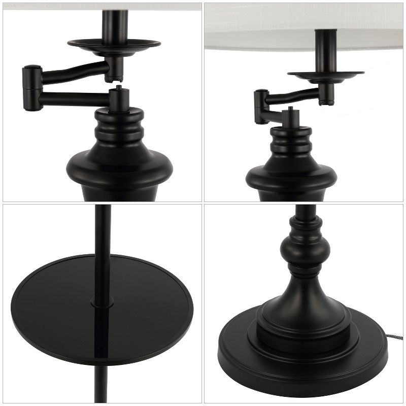 60&#34; Cora Metal/Glass Side Table and Floor Lamp (Includes LED Light Bulb) Black - JONATHAN Y, 2 of 9