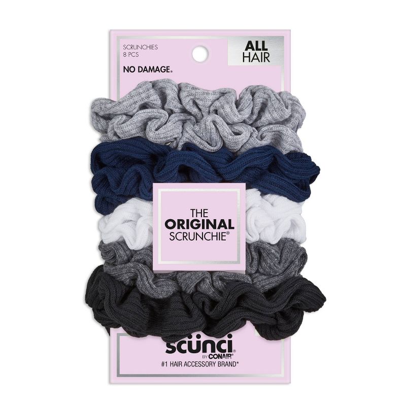 sc&#252;nci No Damage Thermal Scrunchies - Gray/Blue/White/Charcoal/Black - All Hair - 10pk, 1 of 8
