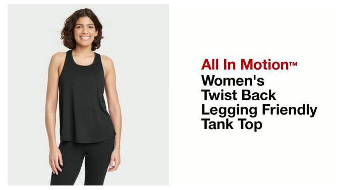 Women's Twist Back Legging Friendly Tank Top - All In Motion™, 2 of 5, play video