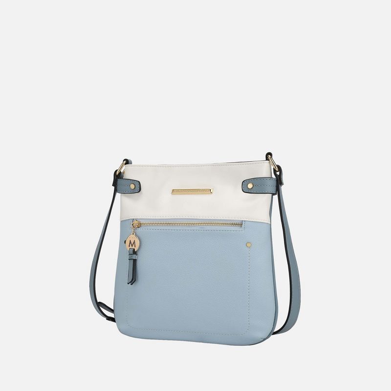 Colorblock Crossbody Bag with Zip Pockets, Camila | MKF Collection by Mia K - Baby Blue Denim