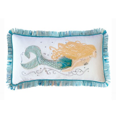 RightSide Designs Pearl of the Sea Mermaid Indoor Cotton Lumbar Throw Pillow